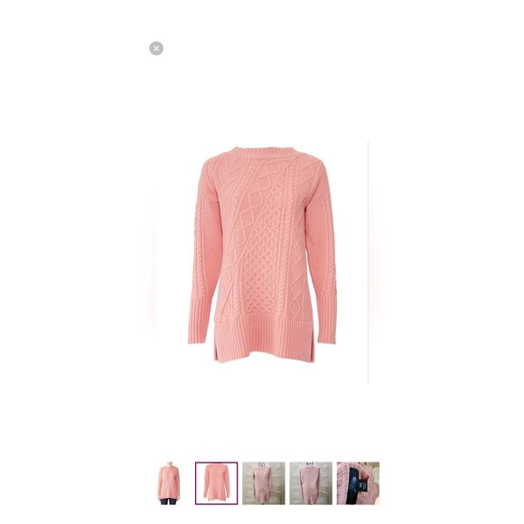 J Crew Cable Knit Patchwork Wool Blend Tunic Sweater K2428 Seashell Pink Medium - Picture 2 of 8
